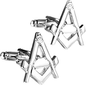 Lieson Personalisierte Manschettenknöpfe Herren Personalisiert, Silber Manschettenknöpfe Freimaurer Design Cufflinks für Hemd Hochzeit Geburtstag Geschenk