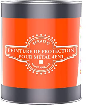 BEKATEQ LS-570 Peinture métal 4en1 I Peinture fer et acier 1l Ivoire clair I Apprêt + Peinture antirouille + Couche intermédiaire + Couche de finition I Pour toiture, fenêtres, portes, clôture