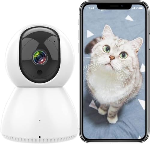 ANTELA Überwachungskamera Innen 2,4/5GHz WiFi,1080P WLAN Indoor Kamera, 355°/90°, 2-Wege-Audio, IR-Nachtsicht, Bewegungserkennung, Kompatibel mit Alexa/Google Home (1pc)