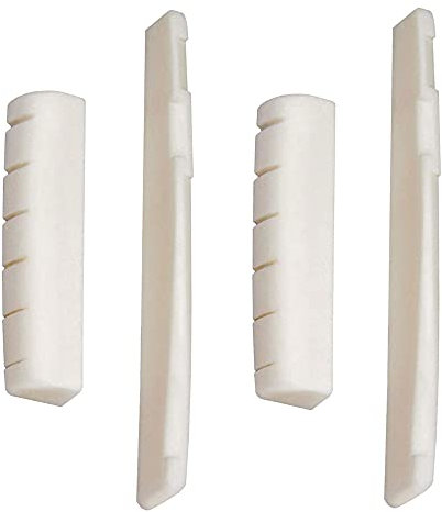 PREMJCROY 4 Pieces Acoustic Guitar Bridge Saddle Nut Replacement White Guitar Bone Bridge Acoustic Guitar Bone Nut Guitar Bridge Saddle for String Acoustic Guitar and Folk