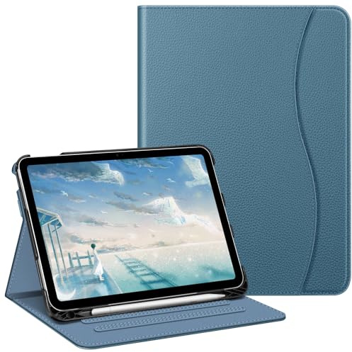 FINTIE Case for iPad A16 11th Generation 11 Inch & iPad 10th Gen 10.9 Inch | Multi-Angle Viewing Protective Stand Cover, Built-in Pencil Holder & Storage Pocket, Auto Wake/Sleep, Ocean Blue