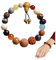 VOVCIG 18 Beads Bracelet Natural Bodhi Armband Tigerauge Stein Blauer Chalzedon Roter Achat Sandelholz Armband für Yoga Männer Frauen