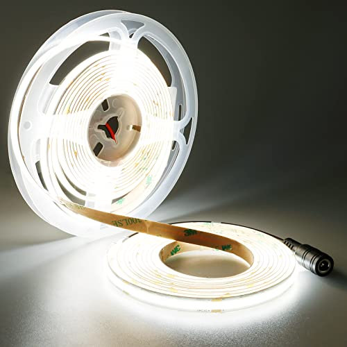 TOPAI 24V COB LED Streifen 5000K 5M LED Band Tageslicht 480LEDs/M Sehr Hell 4000lm CRI90+ NO Wasserdichtes für DIY Wohn, Kommerziell, Industriell Beleuchtungsprojekt