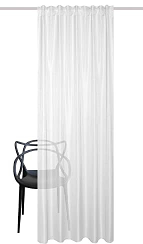 HOMEbasics 080530 Kombiband Fertigschal Softy halbtransparent, Farbe:wollweiß, Größe:160 x 140 cm, Anzahl:2er Set