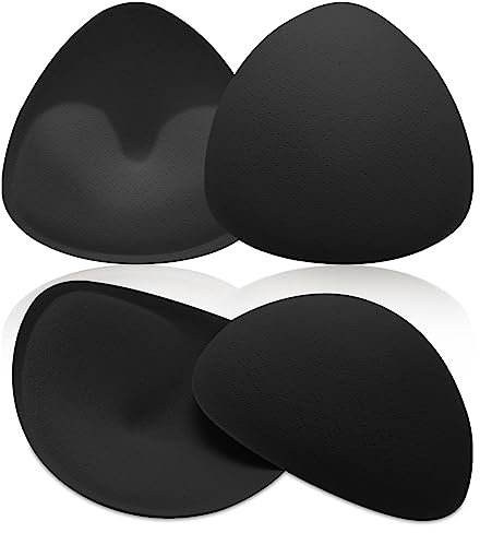 WLLHYF 2 Paires Coussinets de Soutien-Gorge Inserts Amovibles Triangle Couleur de la Peau Coussinets de Soutien-Gorge pour Femmes Filles Maillots de Bain sous-Vêtements(Noir)