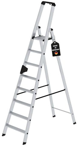 PROREGAL Stufen-Stehleiter | einseitig | begehbar | 8 Stufen | Leiter, Teleskopleiter, Trittleiter, Bockleiter, Sprossen-Doppelleiter