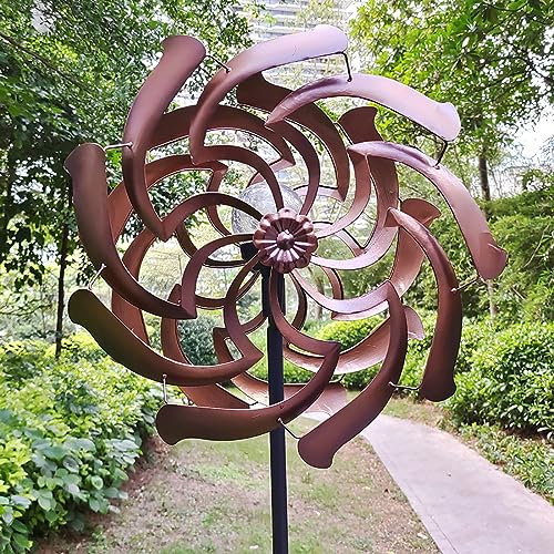 Moulins à Vent Double Couche,énergie Solaire eolienne de Jardin,Éolienne À Vent en Métal,Sculptures et Mobiles à Vent,Décoration pour l'extérieur, Le Jardin, Le Patio