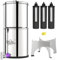 Membrane Solutions Système de filtration d'eau UV de comptoir, filtre à eau par gravité en acier inoxydable de 2,25 G avec 3 filtres UF de 0,1 micron, pour la maison, le camping et le camping-car (U3)