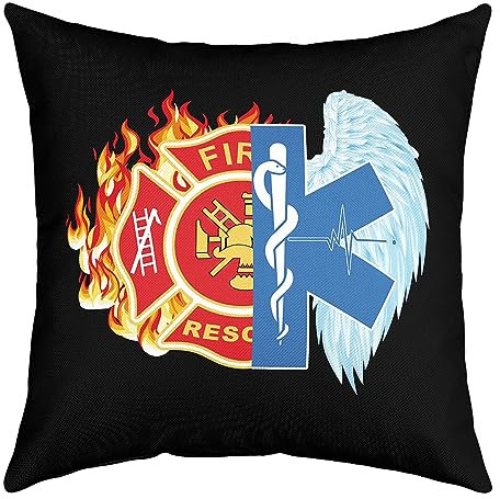Housse de coussin de lutte contre l'incendie, housse de coussin en plumes de flamme aquarelle 50,8 x 50,8 cm pour voiture, camping-car, bureau, bouche d'incendie, échelle de mise à l'échelle,