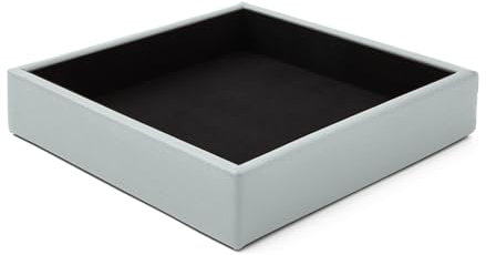 eglooh - Atena - Vaciabolsillos Recibidor Piel Genuina Azul Hielo - Organizador de Escritorio Diseño Moderno - Bandeja Decorativa Llaves, Monedas y Joyas - cm 16,5 x 16,5 - Made in Italy