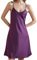ARCFEETORY Camicia Notte Donna in Raso Vestaglia Sottoveste Pigiama con Scollo a V Biancheria da Notte con Cinturino Regolabili Viola 2XL