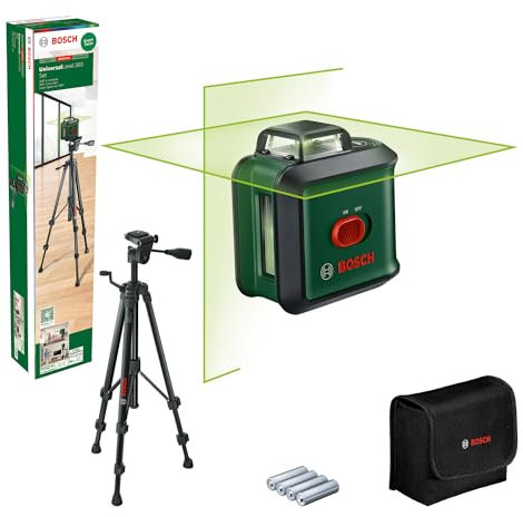 Bosch Laser lignes UnversalLevel 360 avec trépied premium (laser lignes vertical et horizontal avec laser à 360° pour un alignement dans toute la pièce, dans boîte carton)