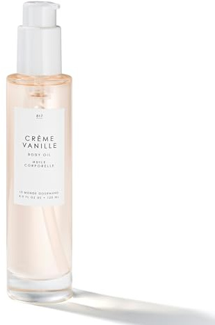 Le Monde Gourmand Crème Vanille Perfumed Body Oil for Women, Creamy Apricot, Jasmine Petals & Brown Sugar Amber Scent, Vegan & Cruelty Free, 4 fl oz (118 ml)