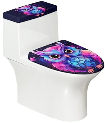 Zanxiantu Eule Toilettendeckel Abdeckung Galaxy WC Tank Abdeckungen Toilettensitzbezüge für Badezimmersets Universal Toilettendeckel Ersatz