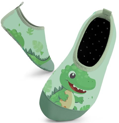 Kids Swim Water Shoes Toddlers Baby Aqua Socks Quick Dry for Boys(Green Dinosaurs,34/35 EU)