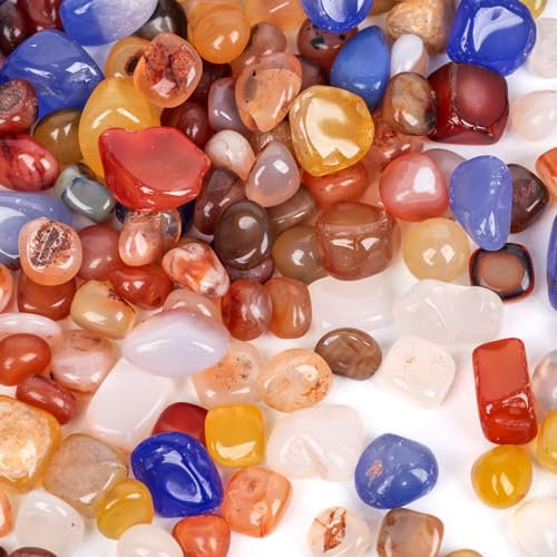 HAKACC 225g Edelstein Set, Natur trommelsteine Halbedelsteine Dekorative Steine Kieselstein edelsteine für kinder Heilsteine Schatzsuche und Dekoration( 0,8-1cm)
