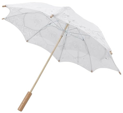 TOYANDONA Hochwertige Dekorative Spitzenumhang-photoprop Für Hochzeiten Elegante Weiße Baumwoll-regenschirm Mit Zarter Stickerei Für Fotoshootings Und Festliche Anlässe