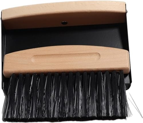 Yitobici Juego de Pala y Escoba, Escoba de Mesa, Juego de Barrer de Mesa de Madera y Metal, Mini recogedor y Cepillo de Mano, cerdas de Nailon (Pet Negro)