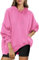 Timuspo Hoodie Pink Pullover Damen Einfarbig Oversize Casual Sweatshirt Winter Warm Kapuzenpullover Bequeme Baumwolle Kapuzenpulli mit Taschen Rosa L