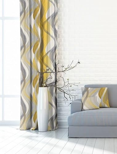 Gardinen Vorhangen Mehrfarbig 140x240 cm (BxH) 1 Stück Kalskrona Satin Gardine mit Kräuselband Curtains Vorhänge für Deko Wohnzimmer Schlafzimmer Küchengardinen Fenstergardinen Senf Gelb Gold