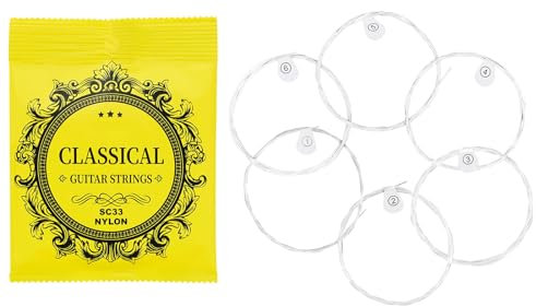 JSGHGDF Lot de 6 cordes de guitare classique en nylon pour guitare folk acoustique .028-.043, medium, M