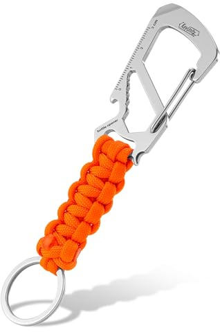 KeyUnity KC00 Paracord Anhänger,Schlüsselanhänger Paracord,550 Parachute Lanyard,Karabiner Multitool,Flaschenöffner,Kreuzschlitzschraubendreher