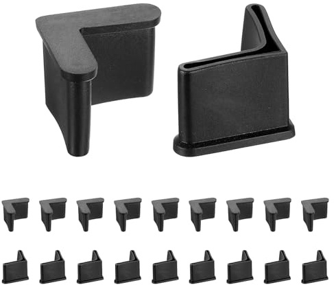 QUARKZMAN 20 Stück 1,18 x 1,18 Gummifüße Abdeckungen, L-förmige Möbelwinkel-Pads Bein Kappen Endabdeckungen Bodenschutz Anti-Rutsch-Winkel-Eisen für Regale, Schwarz