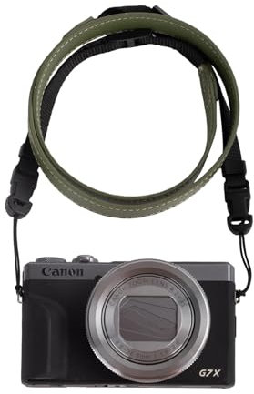 VOVMOEYA Tracolla per fotocamera, G7X MARK III, tracolla regolabile in PU per fotografi per Fujifilm/per Nikon/per Canon/per Sony/per Minolta/per Panasonic/SLR/DSLR, verde, Verde, Taglia unica