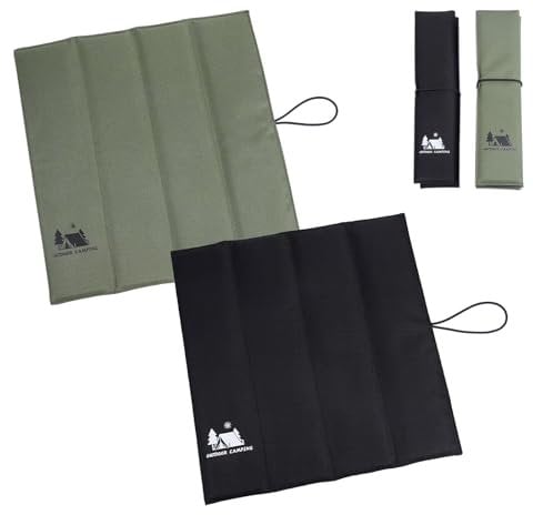 Torytoe 2 Stück Outdoor Sitzkissen Faltbar, Wasserdichtes Isoliertes Sitzunterlage Outdoor Tragbares Faltbares Sitzkissen Geeignet für Reisen im Freien, Picknick, Wandern usw. (Schwarz+Grün)