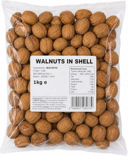PREMIUM WHOLE WALNUTS IN SHELL 1KG | Raw & Nutty Gourmet Walnut Treat, Rustic Natural Nut Snack for Baking, Gifting, & Squirrel Food Enthusiasts
