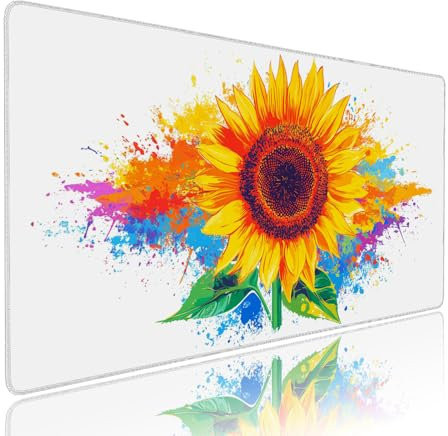 Grand Tapis de Souris XXL Blanc Tapis Bureau avec Base Anti-Dérapage, Design Durable et Imperméable, sous Main à Bords Cousus Clavier Mouse Pad Fleur 1200x600x3mm pour PC et Tapis de Portable d-19