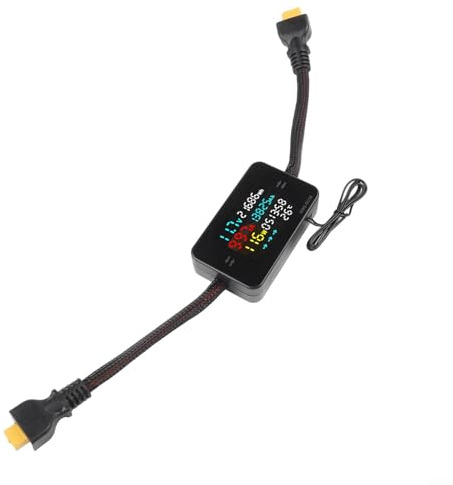 URPIZY DC Strommessgerät Batterie Lasttester 8-80V 50A Leistungsanalysator mit Farb-LCD Anzeige Präzise Spannungs- und Strommessung Für Motorrad Solar für System Elektrofahrzeug(for XT-60-25A)