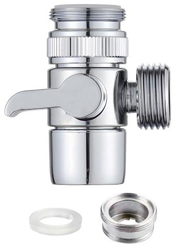 3 Wege Diverter Ventil aus Messing M22/M24 Universalkonverter für Wasserhähne Chrompolierte Umschaltventile für Küche & Bad (Galvanisierungslegierung)