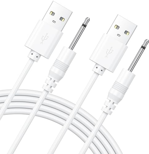 Vancle Cable de Carga USB DC de 2,5mm, Cables de Carga de Repuesto de Cargador Rápido de 1m Blanco (2 Pack)