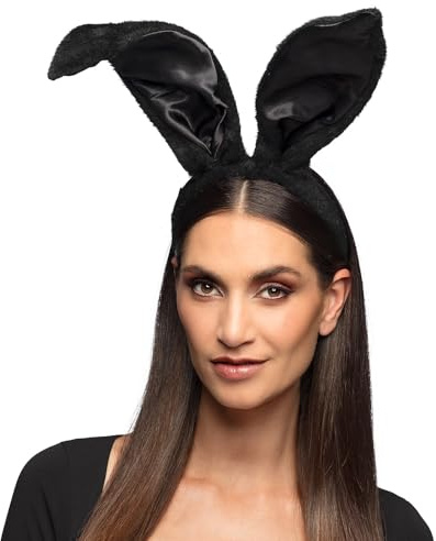 Boland 52358 - Serre-tête lapin XL, tiare noire avec oreilles, accessoires pour déguisements, fête de carnaval, JGA