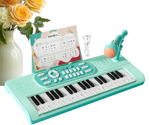 Kids Piano Keyboard - 37-Key ABS Rechargeable Instruments With Microphone | 16.54*6.69inches 2-Play Modes Toy Piano For Girl Boys Christmas Birthday Girl Boy Kids