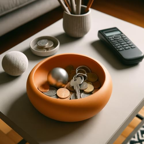 Modern Key and Coin Tray: Organiser Bowl (Matt Mandarin Orange)