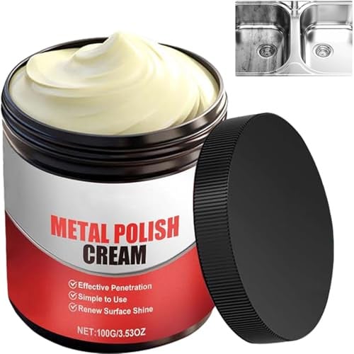 Metall-Poliercreme-Rostentferner, Polierpaste für Edelstahl, Chrom, Aluminium, Kupfer, stellt den Glanz wieder her, Metallreiniger entfernt Kratzer an Autos, Kochgeschirr (1 Stück)