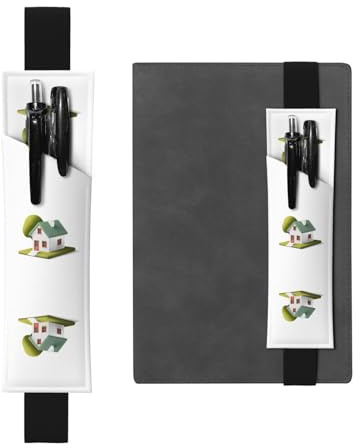 HHGFASD Black A Small Green House Pattern PVC Leather Pencil case Bookmark 2-in-1 Anti Slip Storage Essential for Travel Accounts