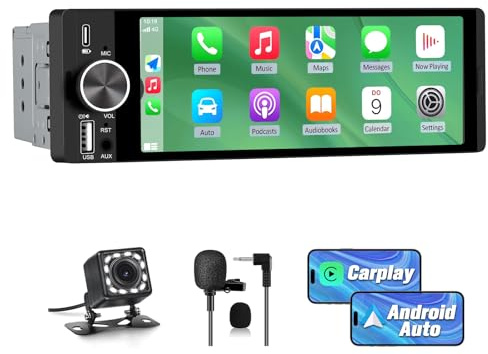 Hexinex Autoradio 1 DIN con Schermo | 6,28 pollici Car Radio Wireless CarPlay & Android Auto Bluetooth FM AM RDS GPS AUX Tipo-C