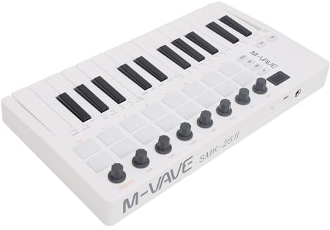 Naroote 25-Tasten-MIDI-Keyboard-Controller, Kabelloser Bluetooth-MIDI-Controller mit 16 RGB-Pads, 8 Knöpfe, USB-betrieben, Ideal für OS X Android IOS