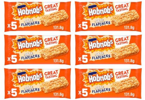 Hobnobs Oaty Flapjacks 131.8g,No artificial colours or flavours,Suitable for Vegetarians,Pack Of 6
