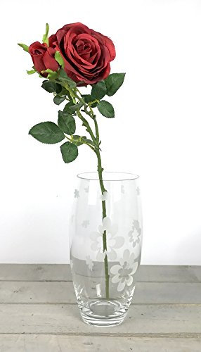 EMH Bouquet en verre transparent décoré Bouquet de fleurs soufflé à la bouche 30 cm