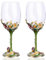 YBK Tech Lot de 2 verres à vin rouge faits main en émail et cristal dans une boîte cadeau, motif iris (vert)