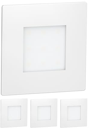 ledscom.de 4 Stück LED Treppenlicht/Wandeinbauleuchte FEX für innen und außen, eckig, 85 x 85mm, warmweiß