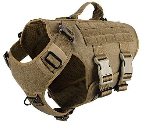 ICEFANG GN3 Taktisches Hundegeschirr mit 6 Schnallen, Hunde-Molle-Weste mit Griff, 3/4-Körperabdeckung, Klettverschluss für ID-Patch, kein Ziehen an der Vorderseite (L (71,1 cm - 88,9 cm Umfang),