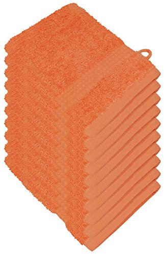 Miamar Lot de 10 Gant de Toilette 15 x 21 cm Absorbant Doux en 15 Couleurs Disponibles 500g/m² 100% Coton Öko-Tex Orange