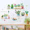 Blumen Blumentopf Wandtattoo Grüne Kaktus Pflanzen Wandsticker Entfernbarer Wandaufkleber Wanddekoration für Wohnzimmer Schlafzimmer Fenster (multicolor)