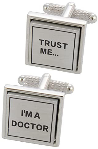 COLLAR AND CUFFS LONDON Manschettenknöpfe Herren Arzt - Mit Box - Trust Me I'm A Doctor - Langlebiges Messing - Medizinisch Krankenhaus - Silber Farbe - EIN Paar