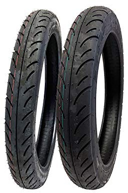 MMG Tire Set: Front 2.50-16 and Rear 2.75-16 (P83) for Motorcycles Scooters Performance Street Tread - Rim 16 Inches